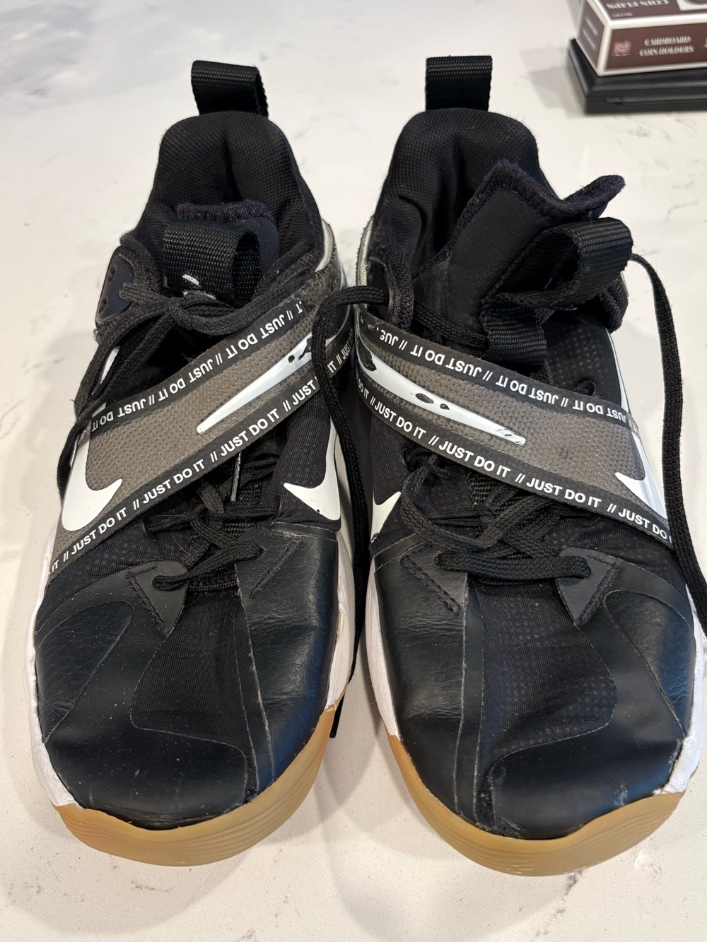 Nike Black volleyball Sneakers with Gum Sole and 'Just Do It' Strap